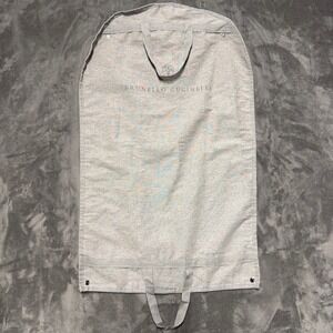 Brunello Cucinelli Grey Linen Dust Garment Bag Made in Italy Logo Travel Bag